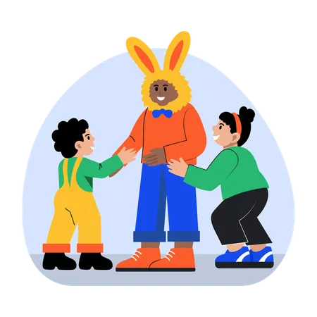 Man wearing rabbit costume  Illustration