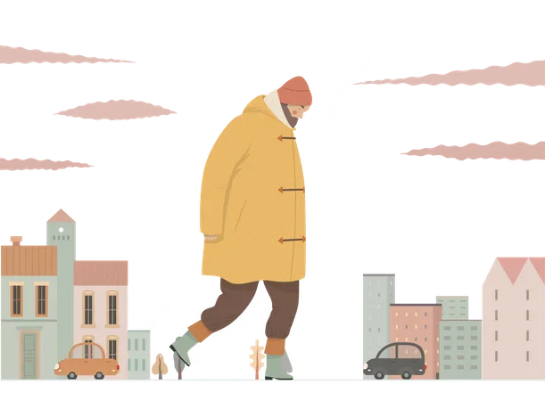 Man wearing raincoat  Illustration