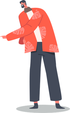 Man wearing red jacket talking with someone Illustration