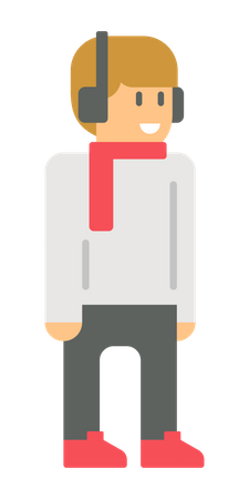 Man wearing scarf and sweater in winter season  Illustration
