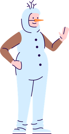 Man wearing snowman costume  Illustration