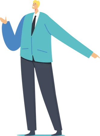 Man wearing suit pointing finger  Illustration