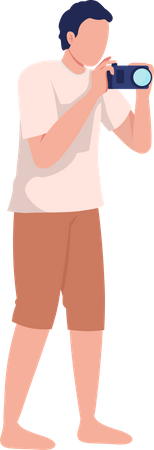 Man wearing summer outfit with camera Illustration