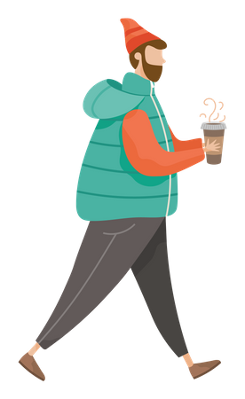 Man wearing sweater drinking coffee  Illustration