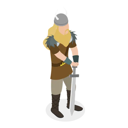 Man wearing viking costume  Illustration