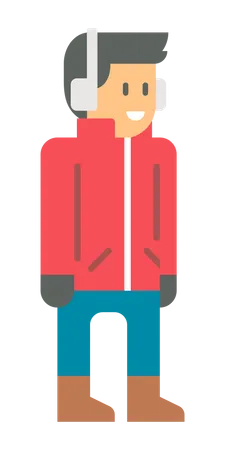 Man wearing warm clothes in winter Illustration