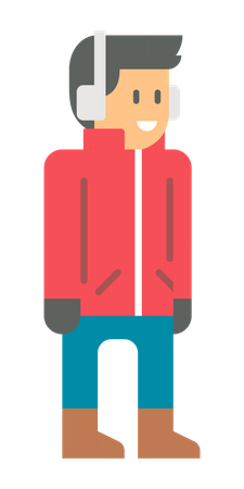 Man wearing warm clothes in winter  Illustration