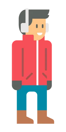 Man wearing warm clothes in winter  Illustration