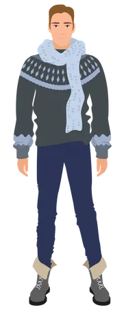 Man Wearing Winter Clothes  Illustration