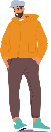 Man Wears Autumn Clothes  Illustration