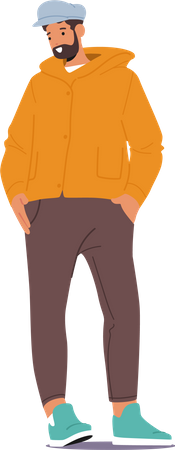 Man Wears Autumn Clothes  Illustration