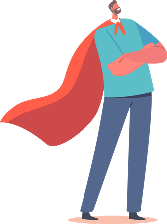 Man wears red cloak  Illustration