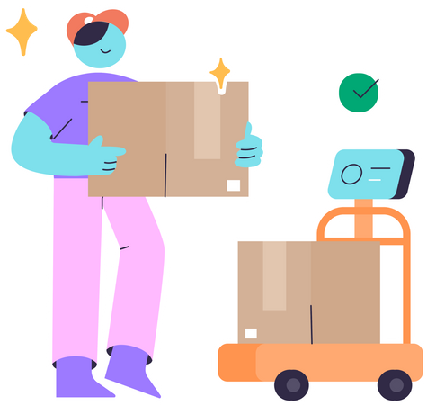 Man Weighing Package before sending  Illustration