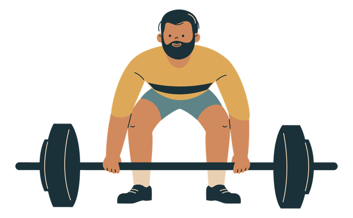 Man Weightlifting with Barbell  Illustration