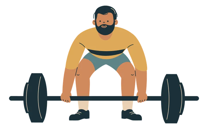 Man Weightlifting with Barbell  Illustration