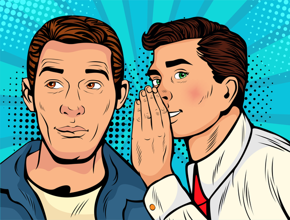 Man whispering gossip or secret to his friend  Illustration