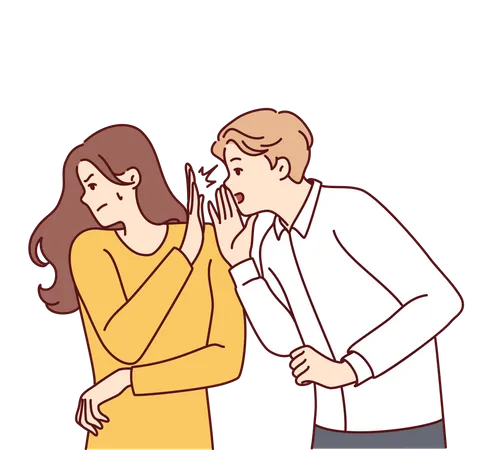 Man whispering in woman ear  Illustration