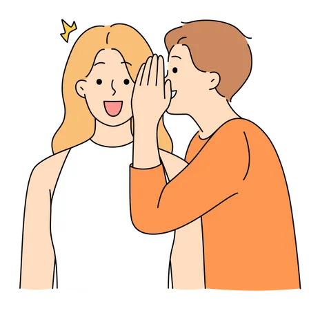 Man whispering in woman's ear  일러스트레이션