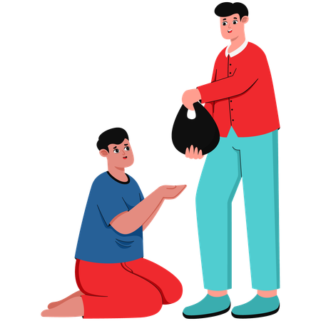 Man Who Gives Alms of Basic Necessities  Illustration