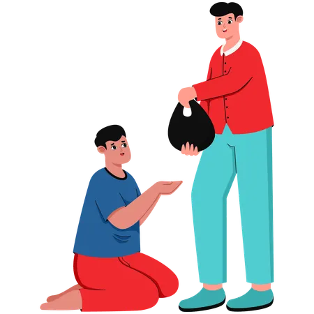 Man Who Gives Alms of Basic Necessities  Illustration