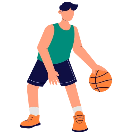 Man Who is Dribbling a Basketball  Illustration