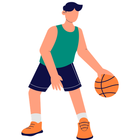 Man Who is Dribbling a Basketball  Illustration