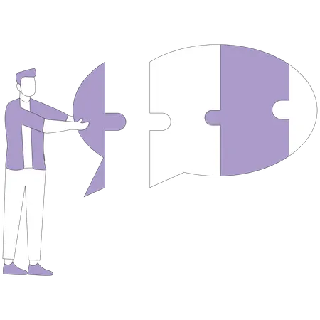 Man will connect last piece of puzzle  Illustration