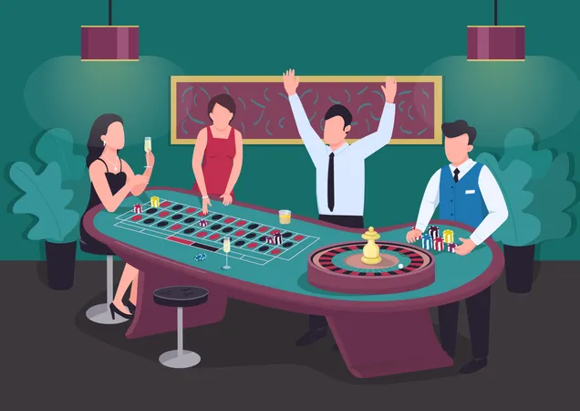 Man win at roulette game Illustration