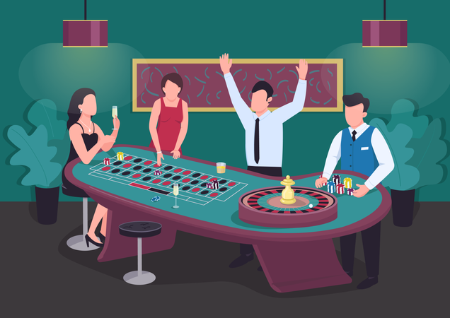 Man win at roulette game  Illustration