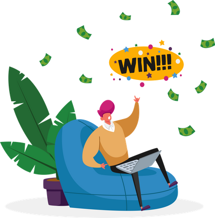 Man winning cashback  Illustration