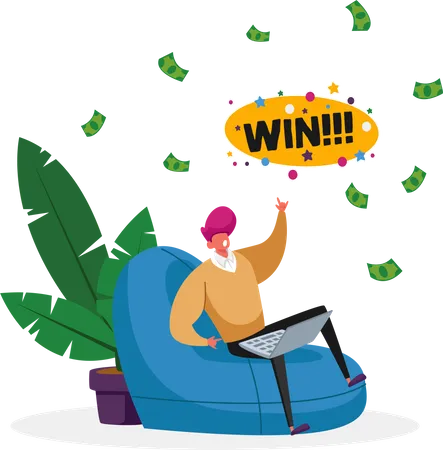 Man winning cashback  Illustration