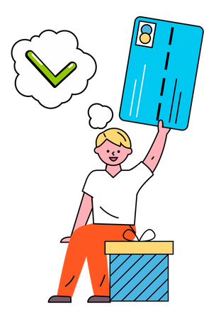 Man winning gift voucher  Illustration