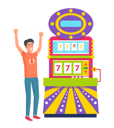 Man winning jackpot in casino  Illustration