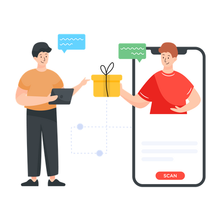 Man winning referral program  Illustration