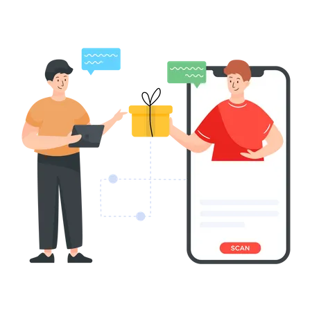 Man winning referral program  Illustration