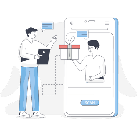 Man winning referral program  Illustration