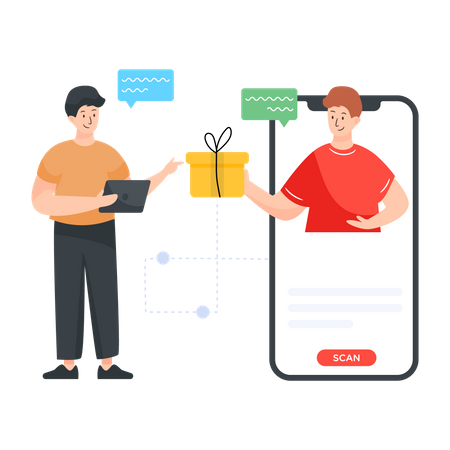 Man winning referral program  Illustration