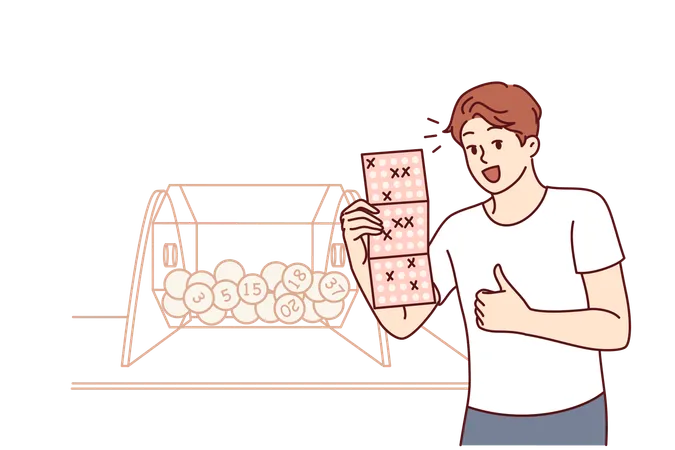 Man wins bingo lottery  Illustration