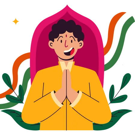 Man wishing happy Indian republic day Illustration
