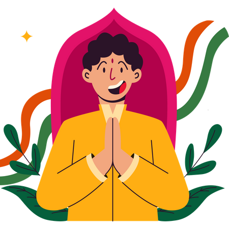 Man wishing happy Indian republic day  Illustration