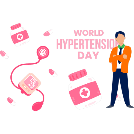 Man wishing world hypertension day  Illustration