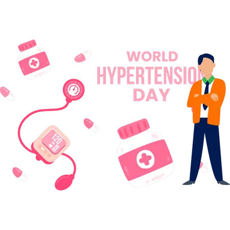 Man wishing world hypertension day  Illustration