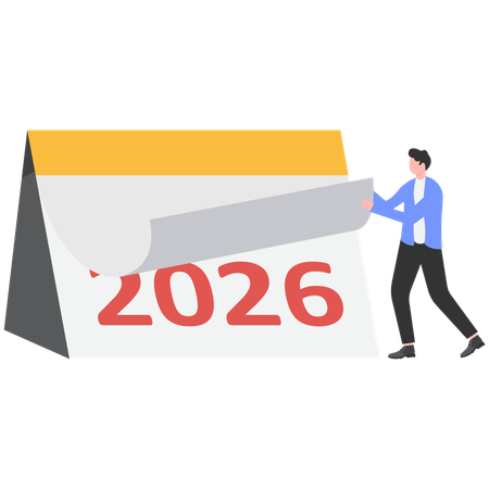 Man with 2026 year success new year  Illustration