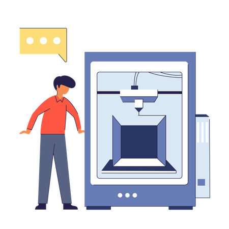 Man with 3D Printing Machine  Illustration