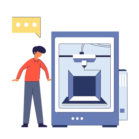 Man with 3D Printing Machine  Illustration