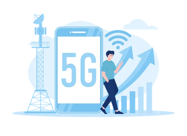 Vector With 5 G Network Theme Trending Concept Flat Illustration Illustration