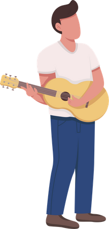 Man with acoustic guitar  イラスト