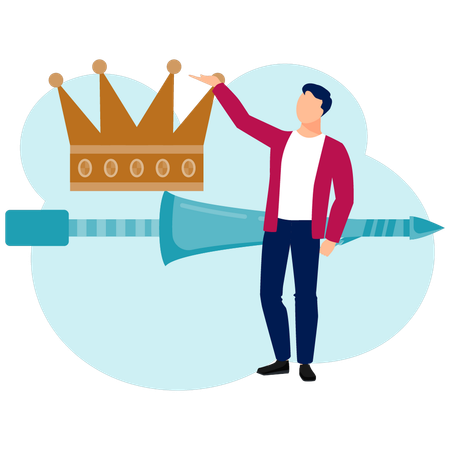 Man with ancient crown  Illustration