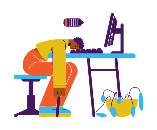 Man with anemia feel dizzy and lack of energy  Illustration
