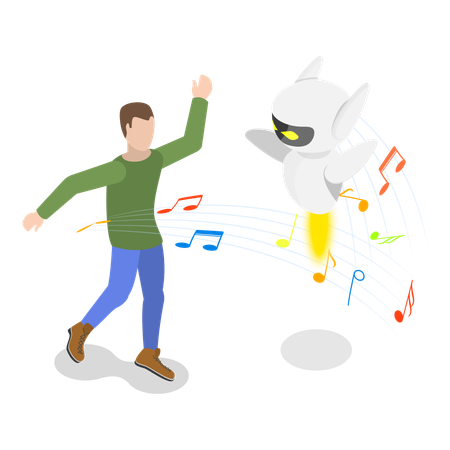 Man with Artificial Intelligence Assistant  Illustration
